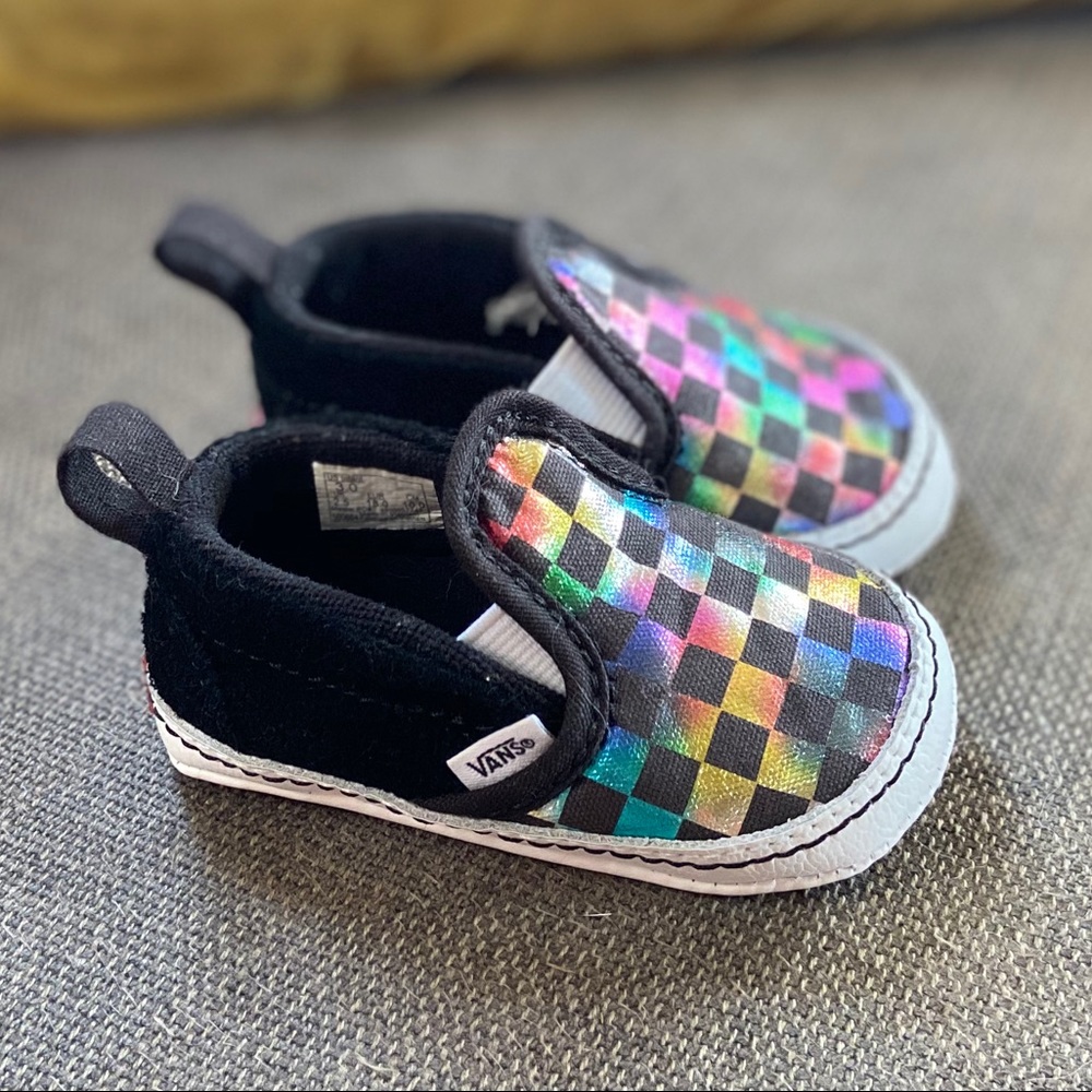 Vans rainbow checkered crib shoes